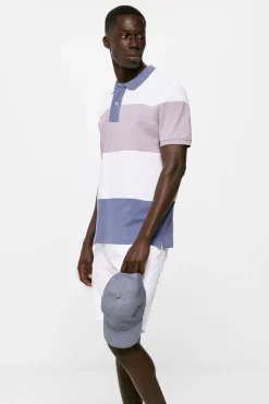 * Polo Pique Color Block Azul Medio Outlet