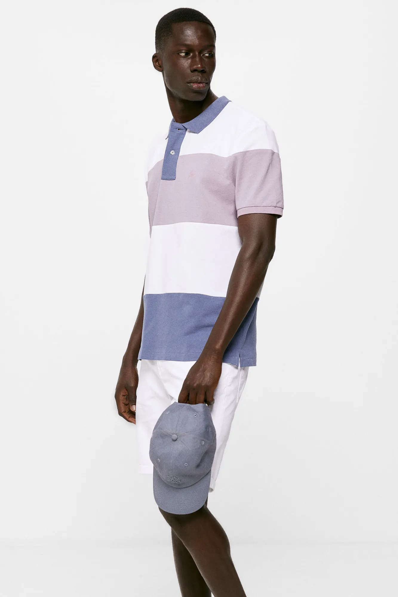 * Polo Pique Color Block Azul Medio Outlet