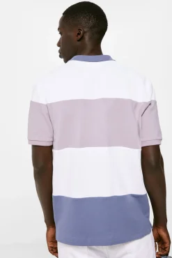 * Polo Pique Color Block Azul Medio Outlet