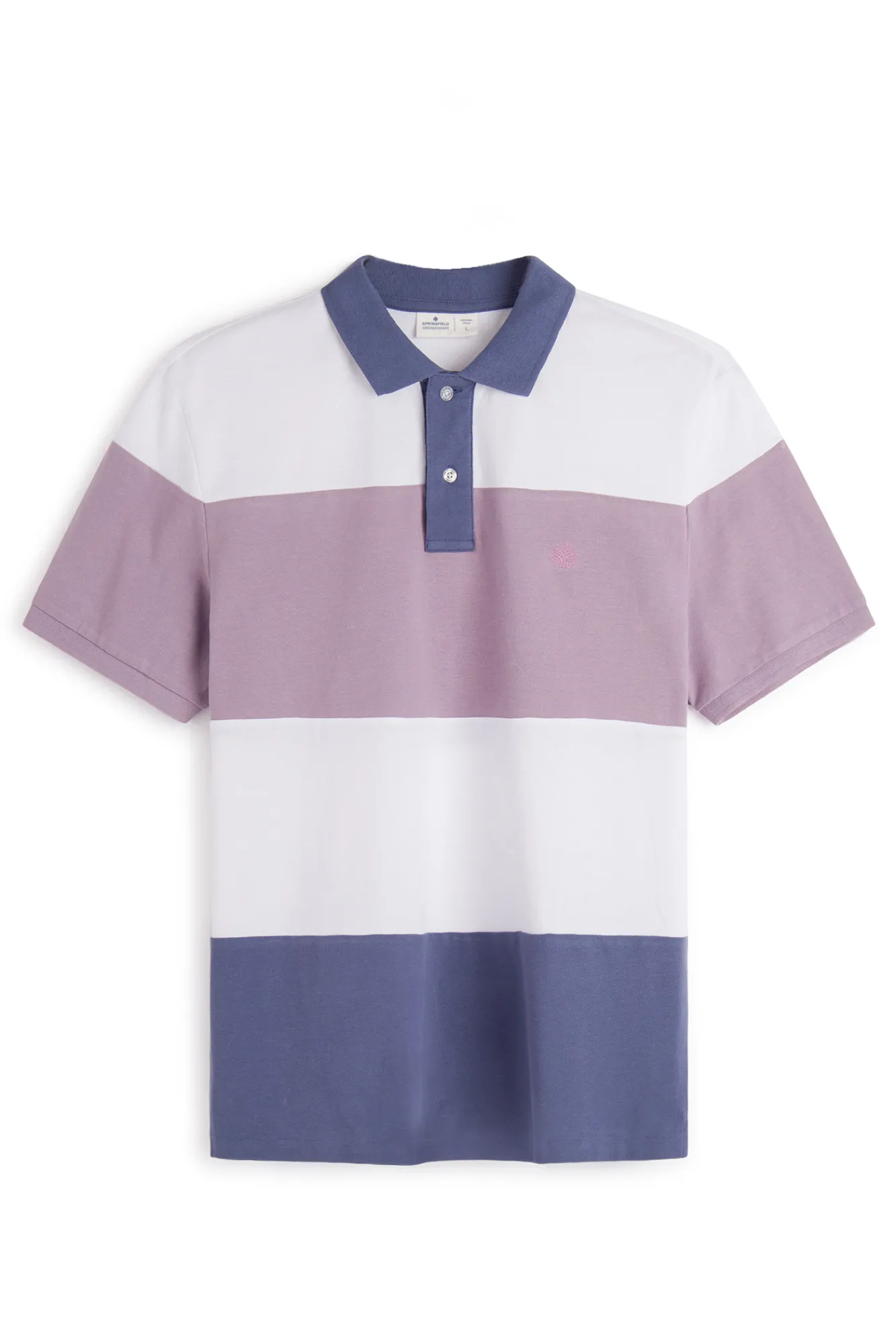 * Polo Pique Color Block Azul Medio Outlet