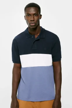 * Polo Pique Color Block Navy Clearance