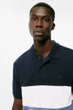* Polo Pique Color Block Navy Clearance