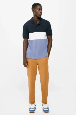 * Polo Pique Color Block Navy Clearance