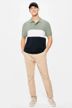 * Polo Pique Color Block Verde Discount