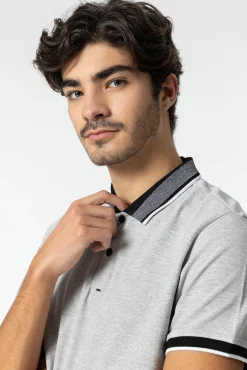 Tiffosi Polo Pique Con Automaticos Gris Claro New