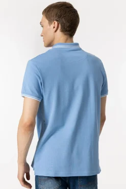 Tiffosi Polo Pique Con Detalle Rayas Azul Claro Hot