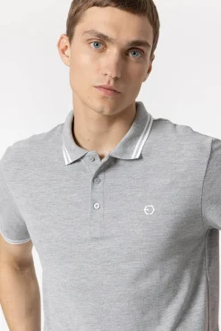 Tiffosi Polo Pique Con Detalle Rayas Gris Claro