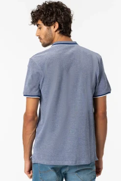 Tiffosi Polo Pique Detalle Estampado Con Relieve Azul Medio Discount