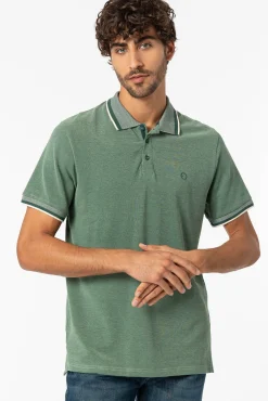 Tiffosi Polo Pique Detalle Estampado Con Relieve Verde Hot