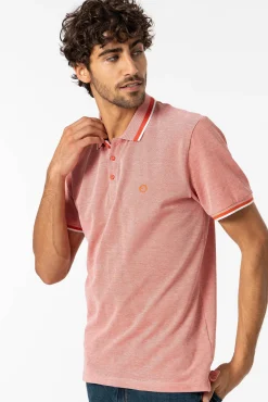 Tiffosi Polo Pique Detalle Estampado Con Relieve Naranja Discount