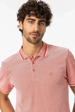 Tiffosi Polo Pique Detalle Estampado Con Relieve Naranja Discount