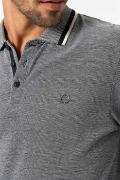 Tiffosi Polo Pique Detalle Estampado Con Relieve Navy Clearance