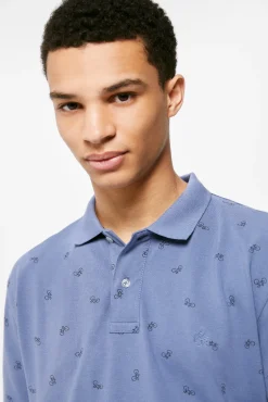 * Polo Pique Estampado All Over Azul Medio Hot