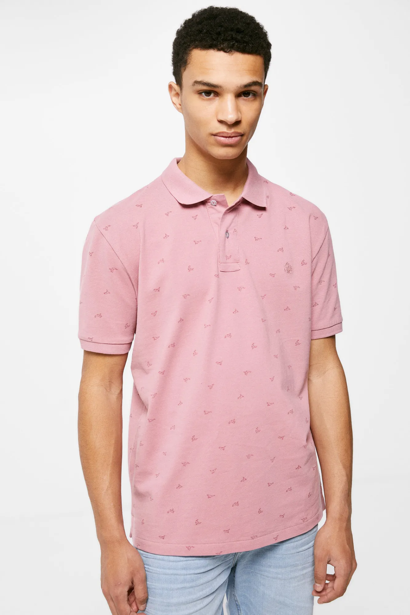 * Polo Pique Estampado All Over Lila New