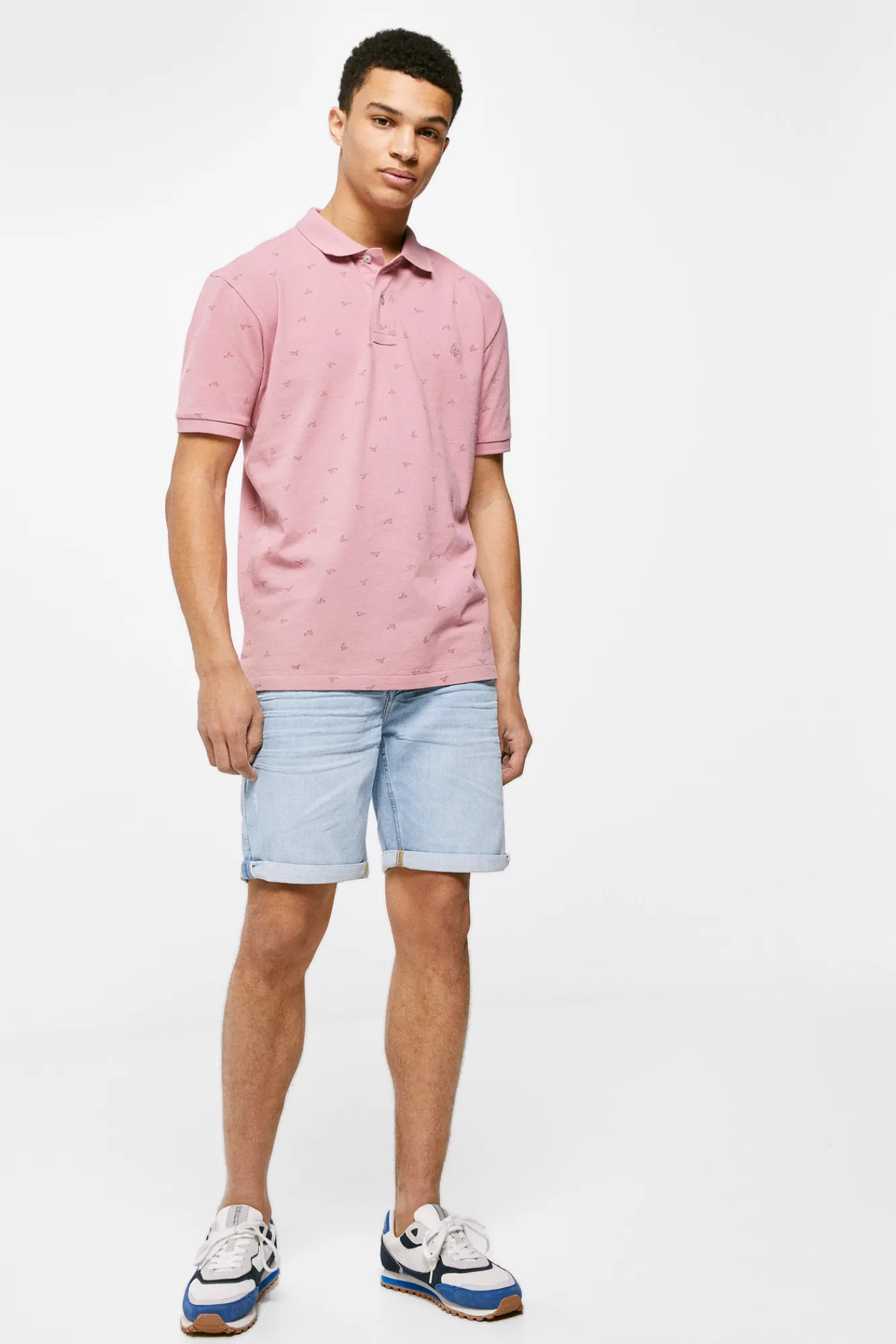 * Polo Pique Estampado All Over Lila New