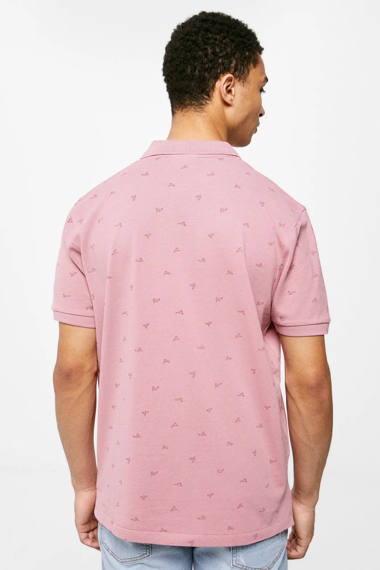 * Polo Pique Estampado All Over Lila New