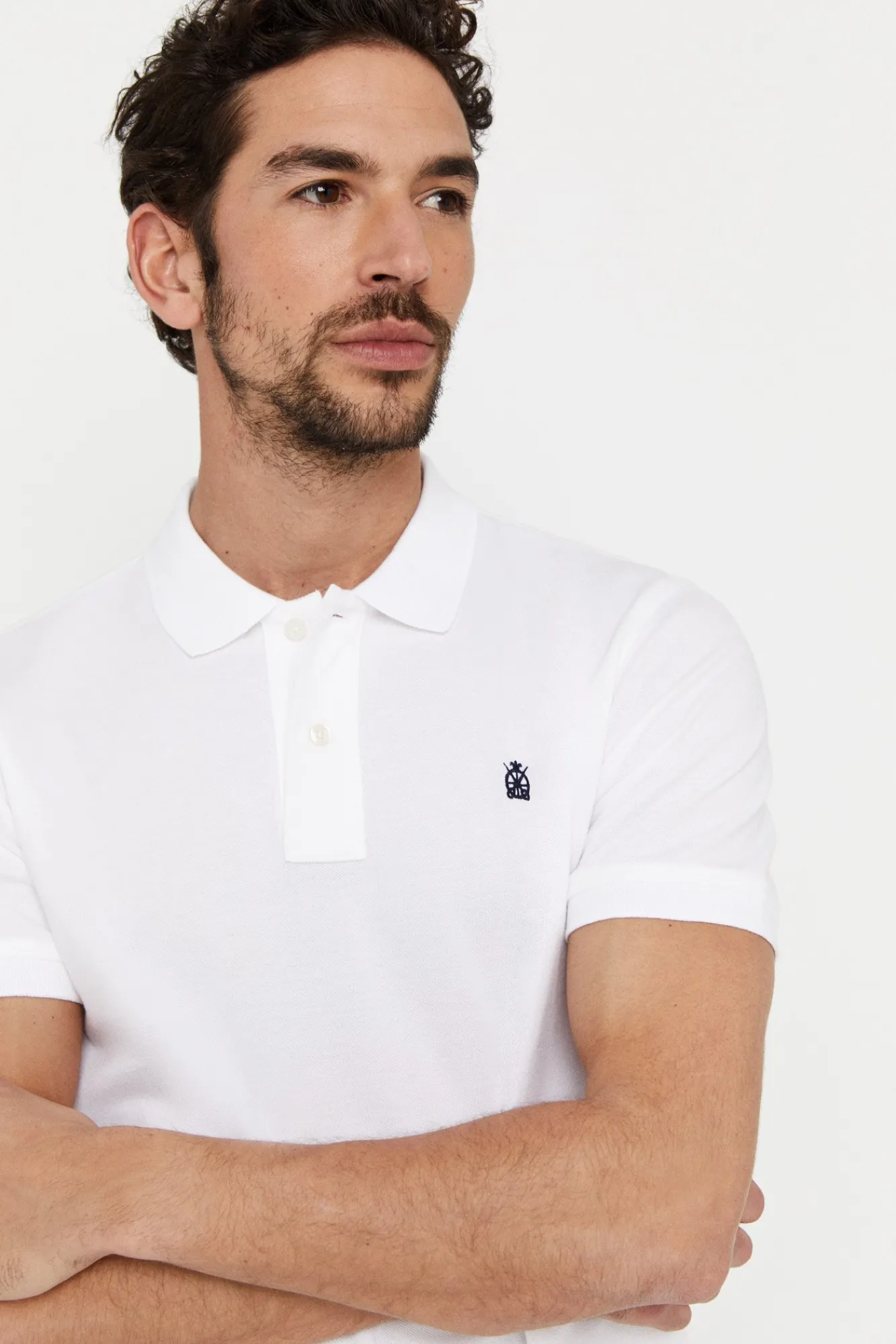 Cortefiel Polo Pique Logo Blanco Outlet