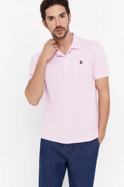Cortefiel Polo Pique Logo Rosa Hot