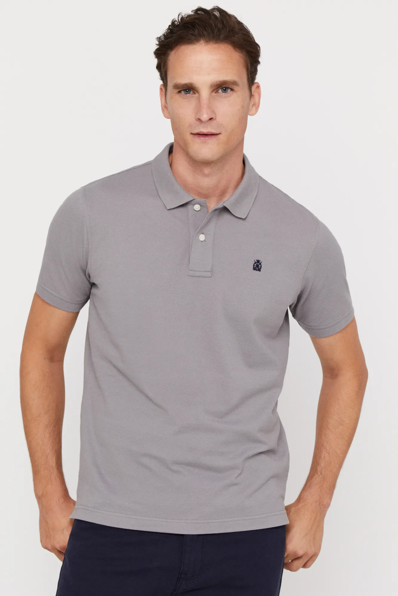 Cortefiel Polo Pique Logo Gris Sale
