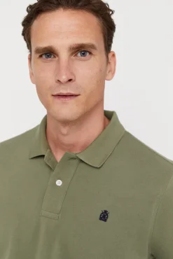 Cortefiel Polo Pique Logo Kaki Outlet