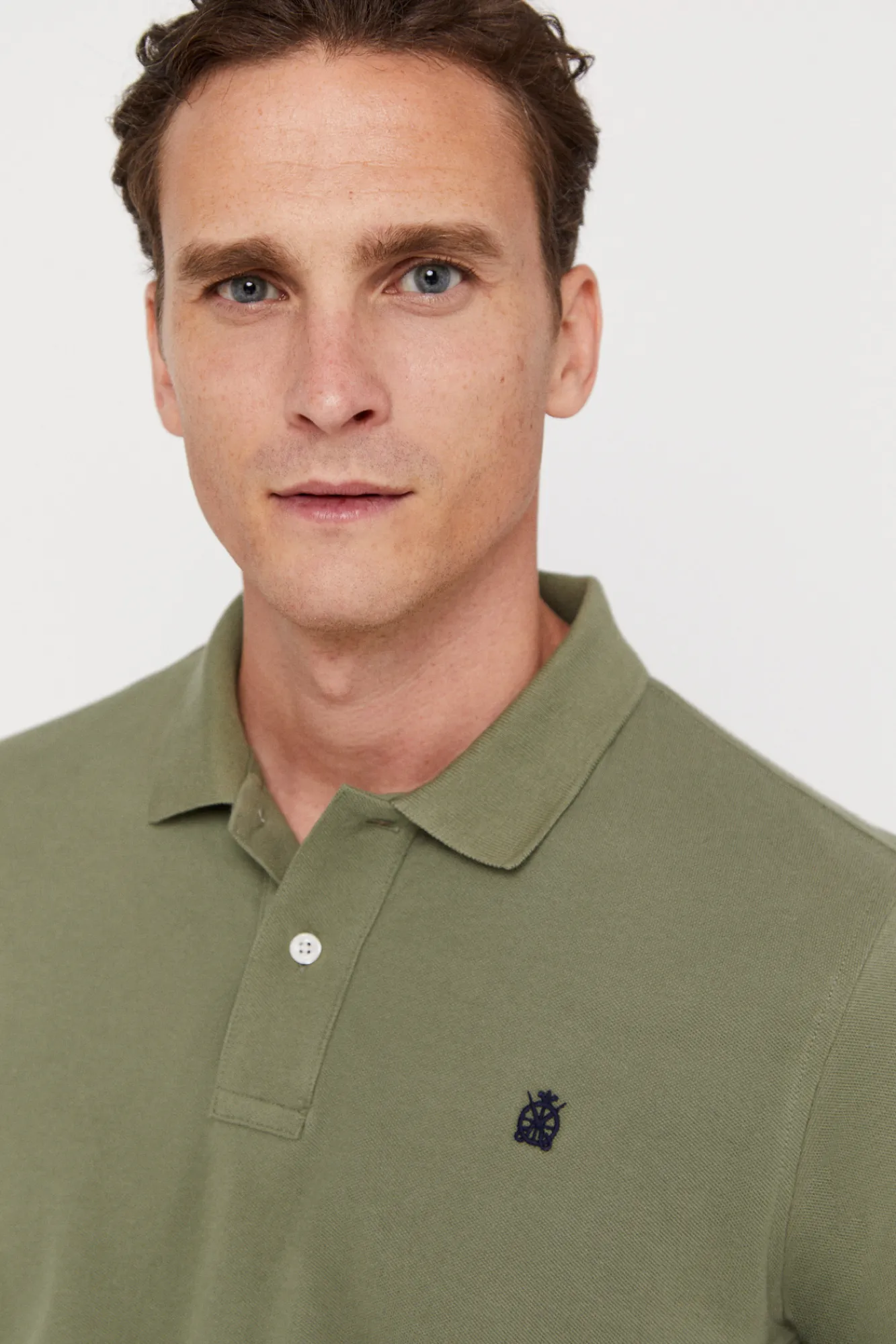 Cortefiel Polo Pique Logo Kaki Outlet