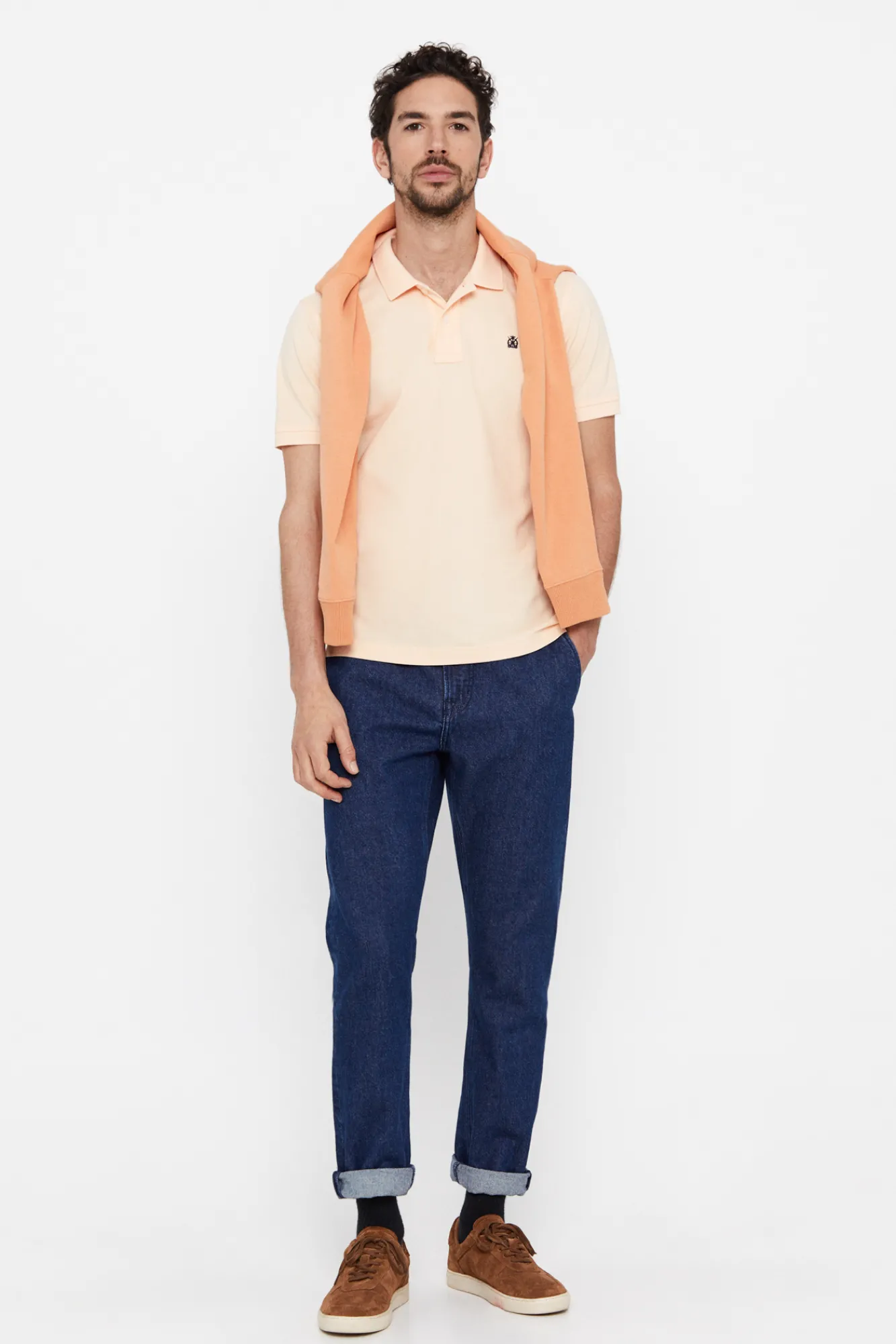 Cortefiel Polo Pique Logo Naranja New
