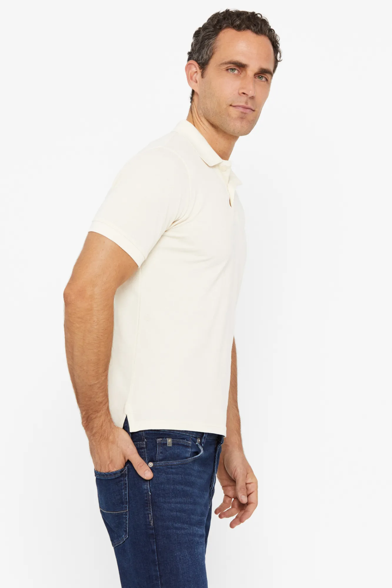 Cortefiel Polo Pique Logo Beige Hot