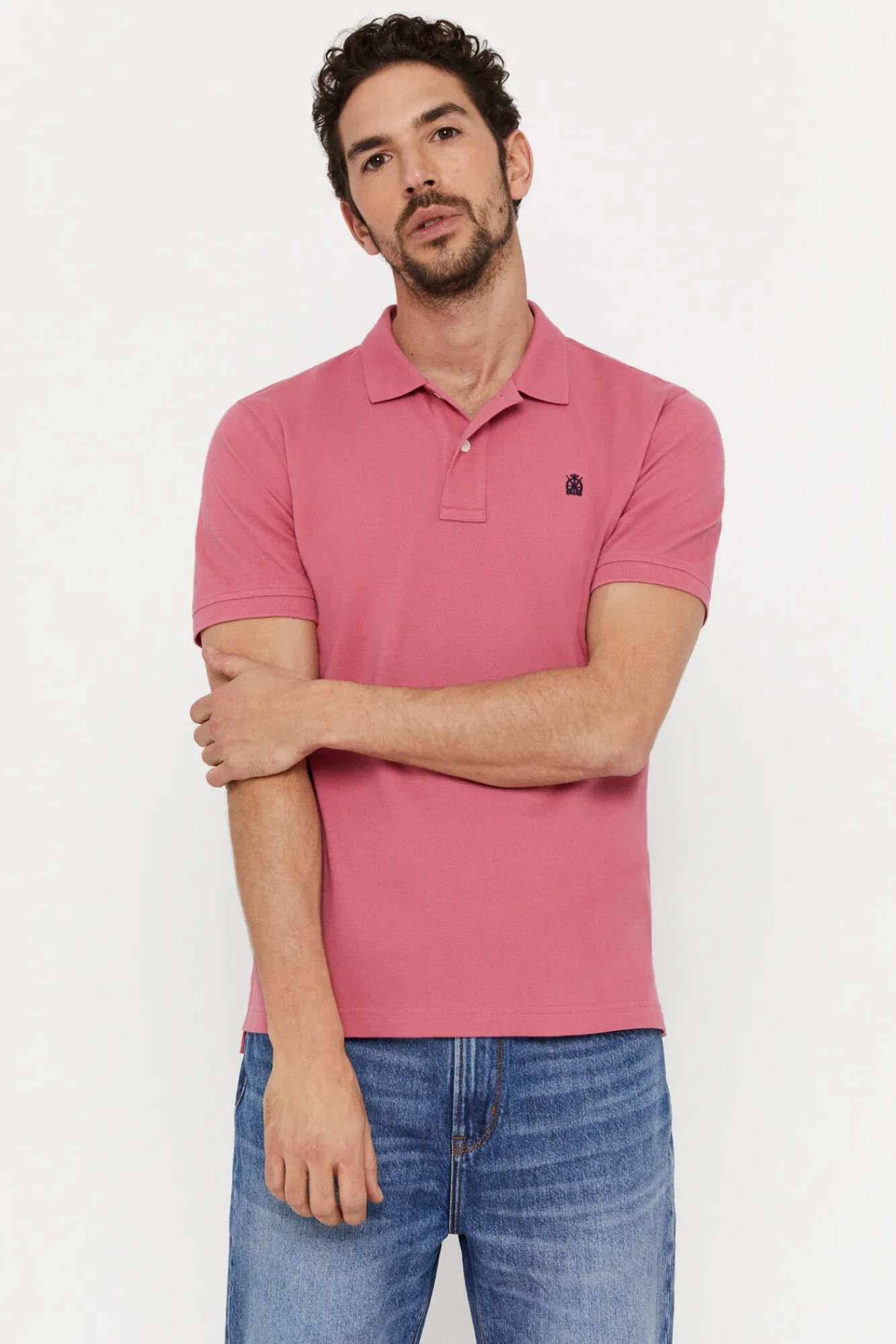Cortefiel Polo Pique Logo Rosa Sale