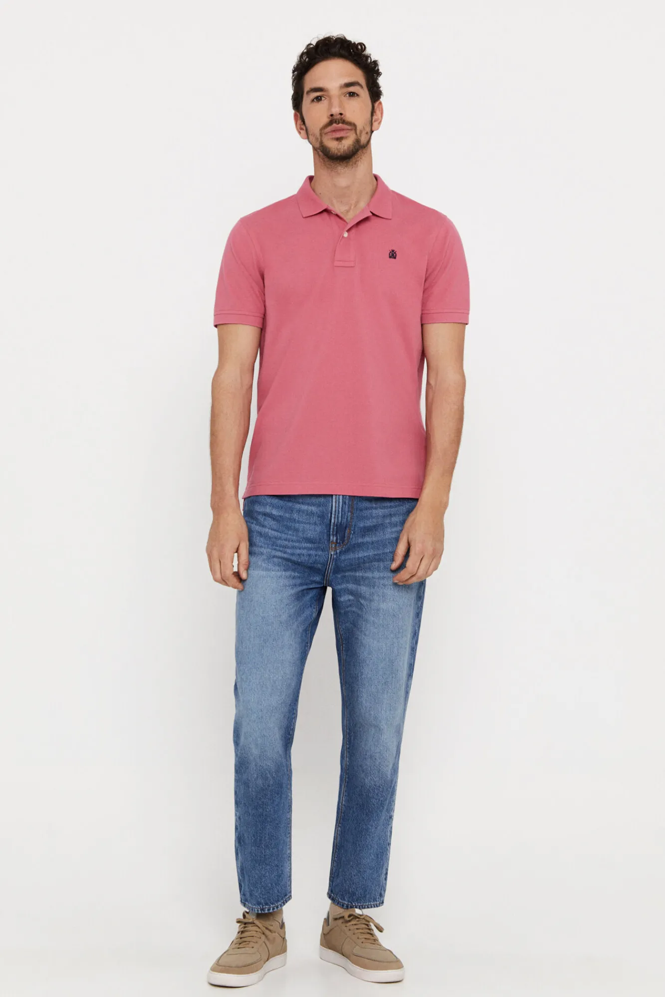 Cortefiel Polo Pique Logo Rosa Sale
