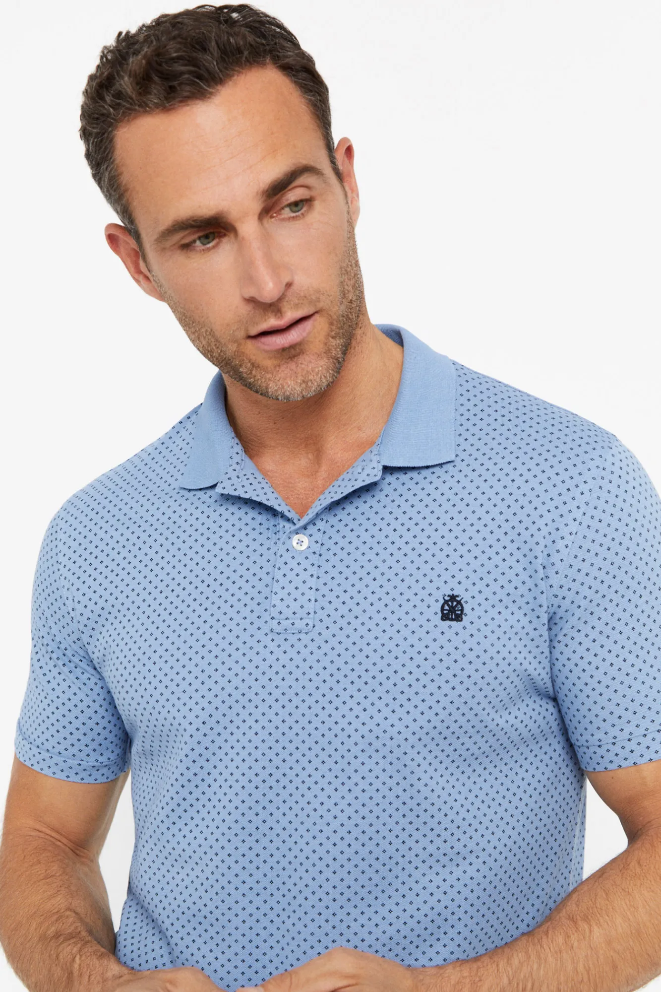 Cortefiel Polo Pique Microestampado Azul Outlet