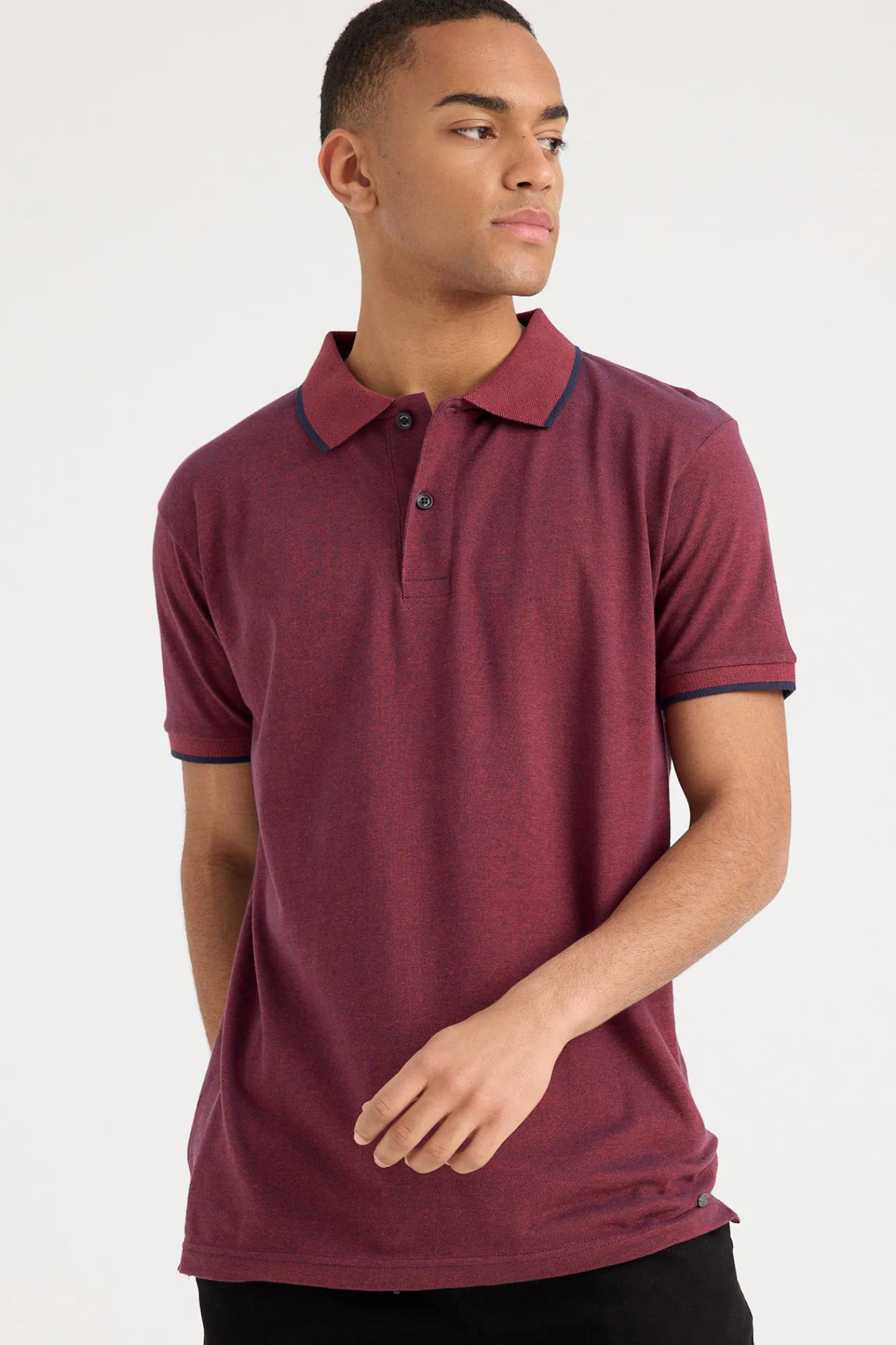 Inside Polo Piquet Contrastes Granate Discount