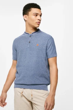 * Polo Punto Cuello Mao Azul Medio Outlet