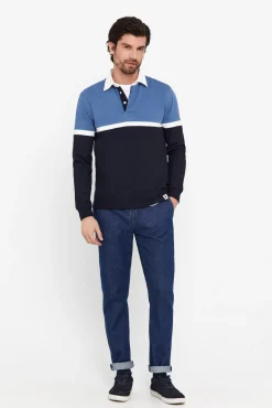 Cortefiel Polo Rugby Tejido Contraste Azul Marino Discount