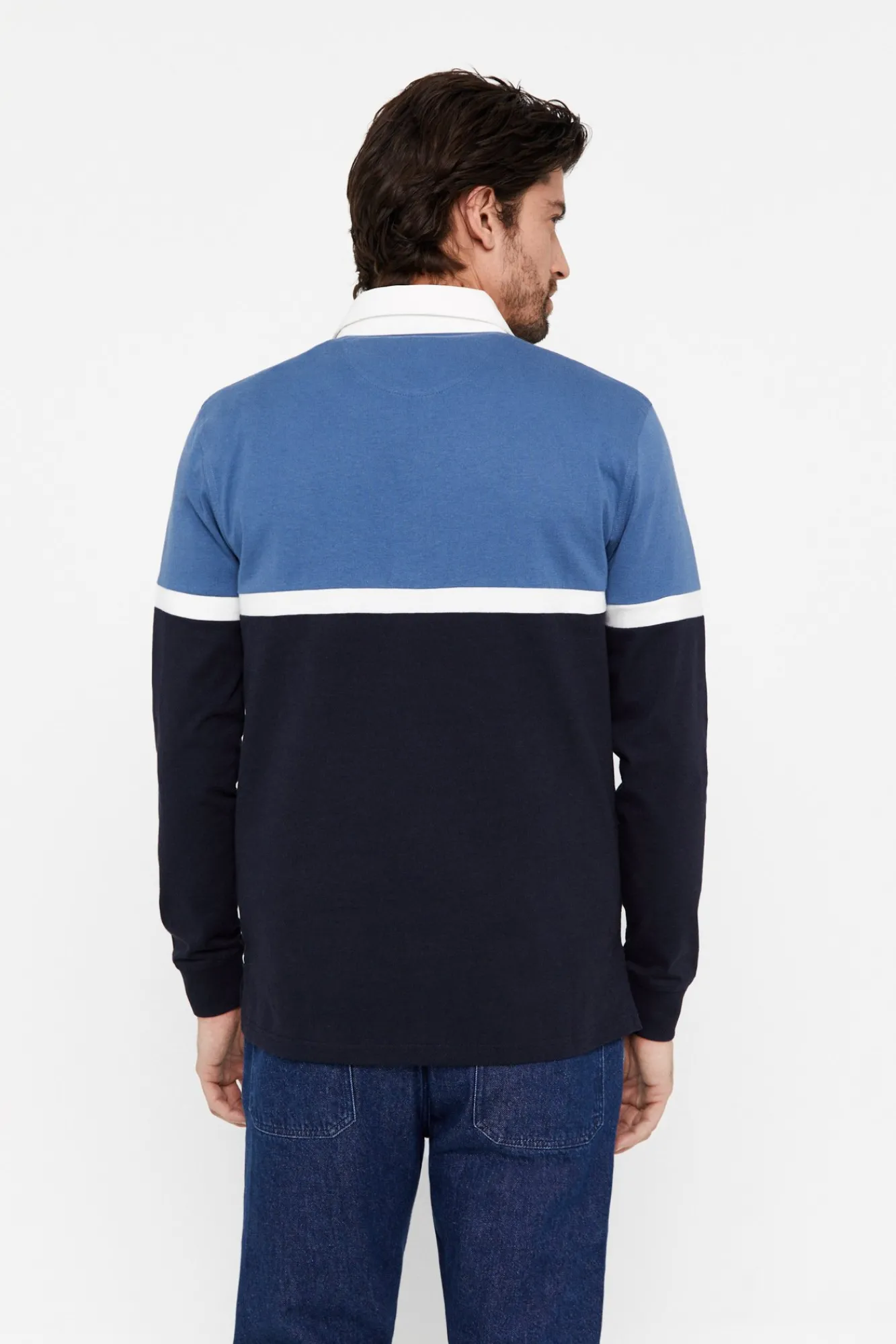 Cortefiel Polo Rugby Tejido Contraste Azul Marino Discount