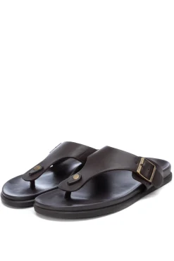Xti Sandalia De Material Que Imita La Piel De Hombre, Marron Oscuro Outlet