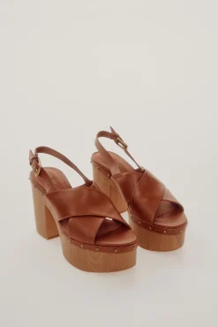 Slowlove Sandalia Plataforma Estilo Madera Vino Discount