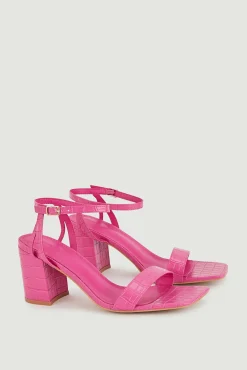 Pimkie Sandalias Con Tiras Efecto Cocodrilo Rosa