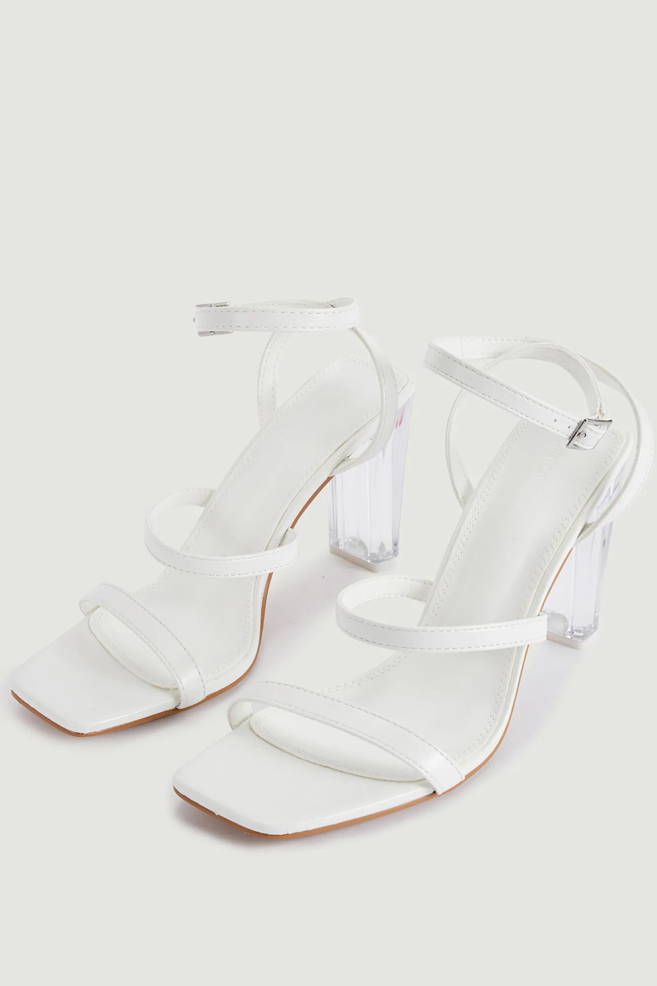 Pimkie Sandalias De Tacon De Plexiglas Blanco Best
