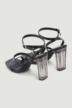 Pimkie Sandalias De Tacon De Plexiglas Negro Best