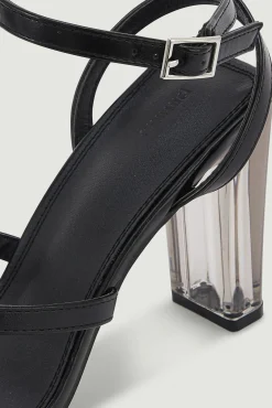 Pimkie Sandalias De Tacon De Plexiglas Negro Best