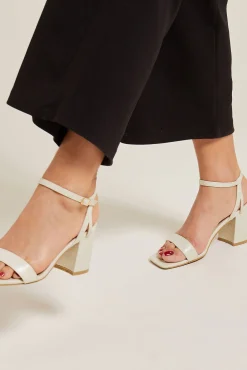 Pimkie Sandalias De Tacon Efecto Cocodrilo Blanco