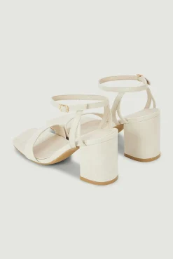 Pimkie Sandalias De Tacon Efecto Cocodrilo Blanco