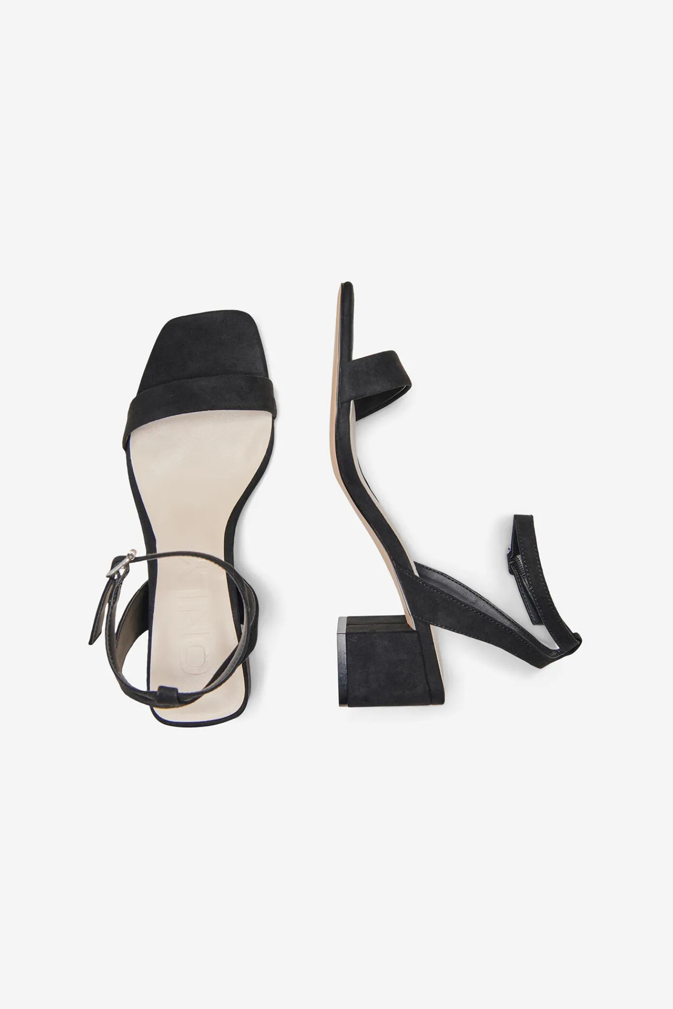 Only Sandalias Tacon Ancho Negro New