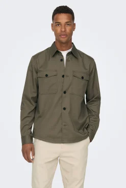 Only & Sons Sobrecamisa Marron Medio