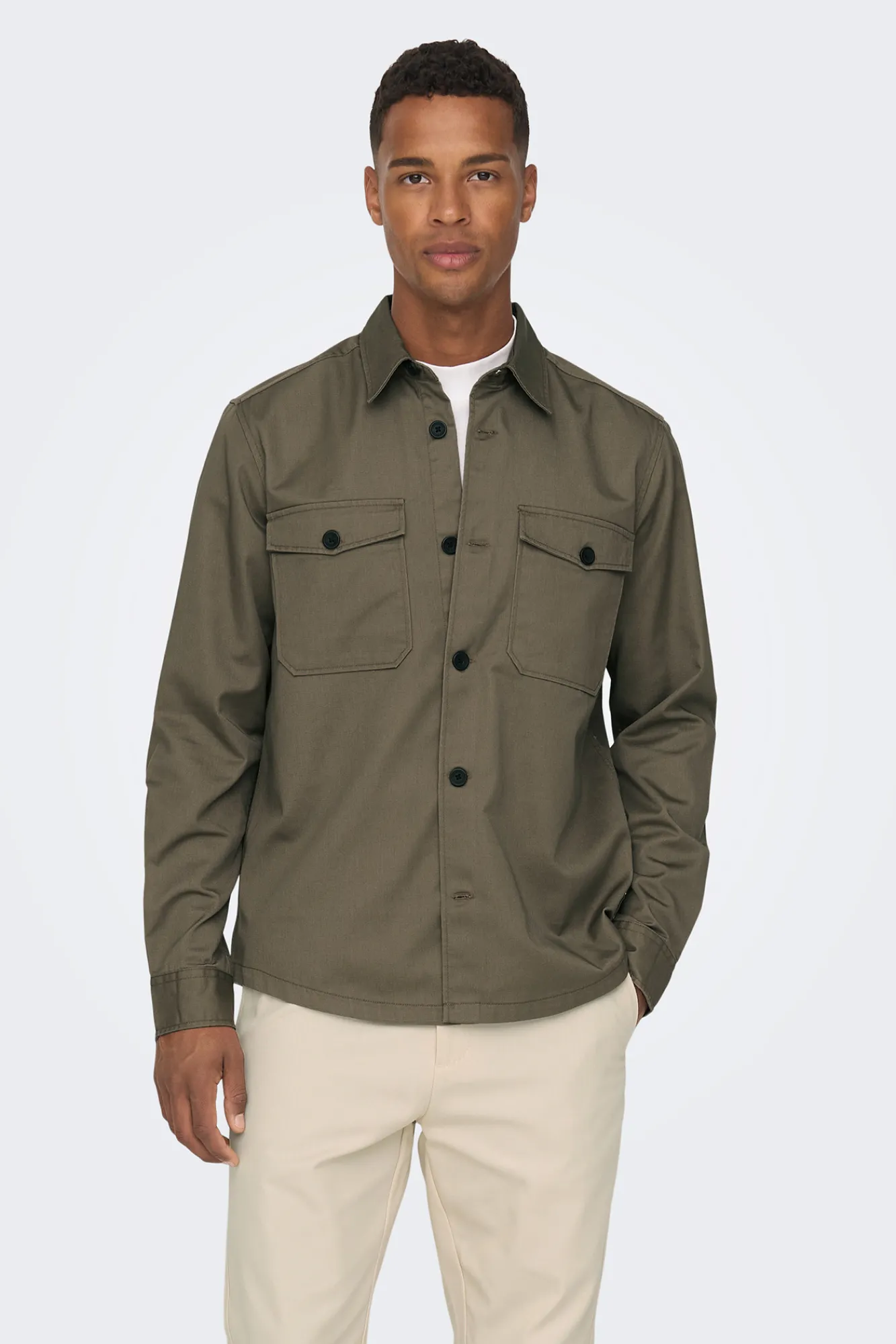 Only & Sons Sobrecamisa Marron Medio