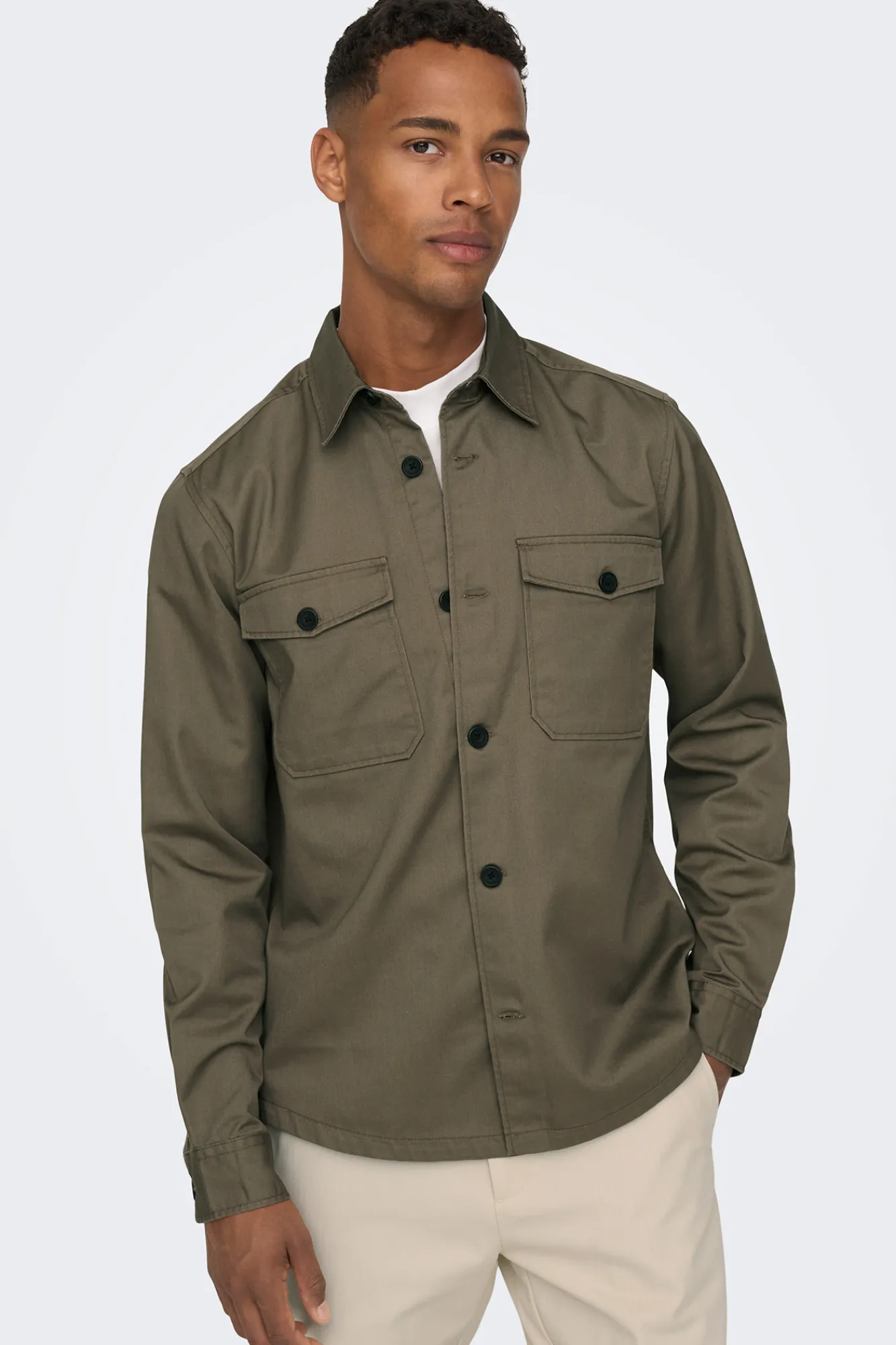 Only & Sons Sobrecamisa Marron Medio