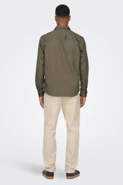 Only & Sons Sobrecamisa Marron Medio
