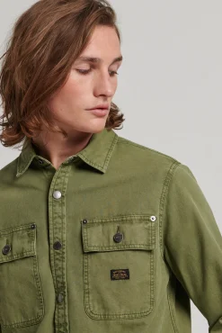Superdry Sobrecamisa De Lona Kaki Oscuro