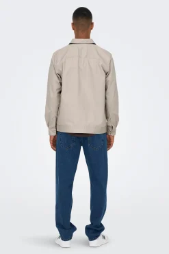 Only & Sons Sobrecamisa Lisa Gris Medio