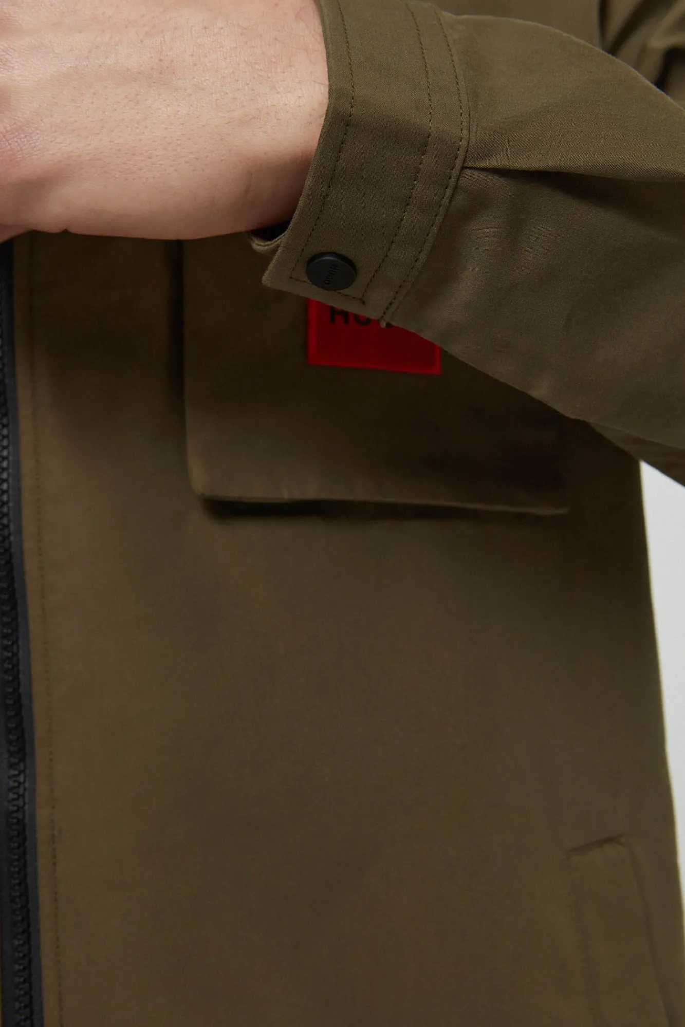 HUGO Sobrecamisa Lona Verde Outlet